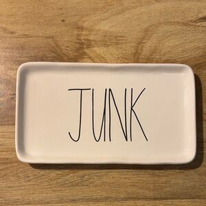 NWOT Rae Dunn Cream Ceramic Tray with 'JUNK' Text